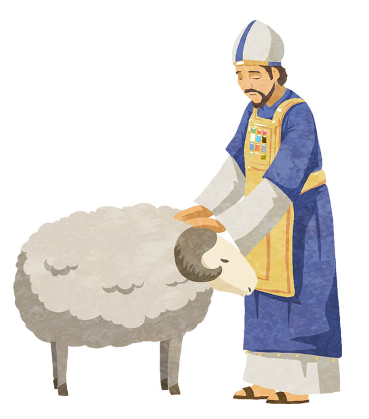 Ketika Harun, Imam Besar, meletakkan tangannya ke atas kepala kambing itu, semua dosa bangsa Israel diletakkan di kepala kambing tersebut.